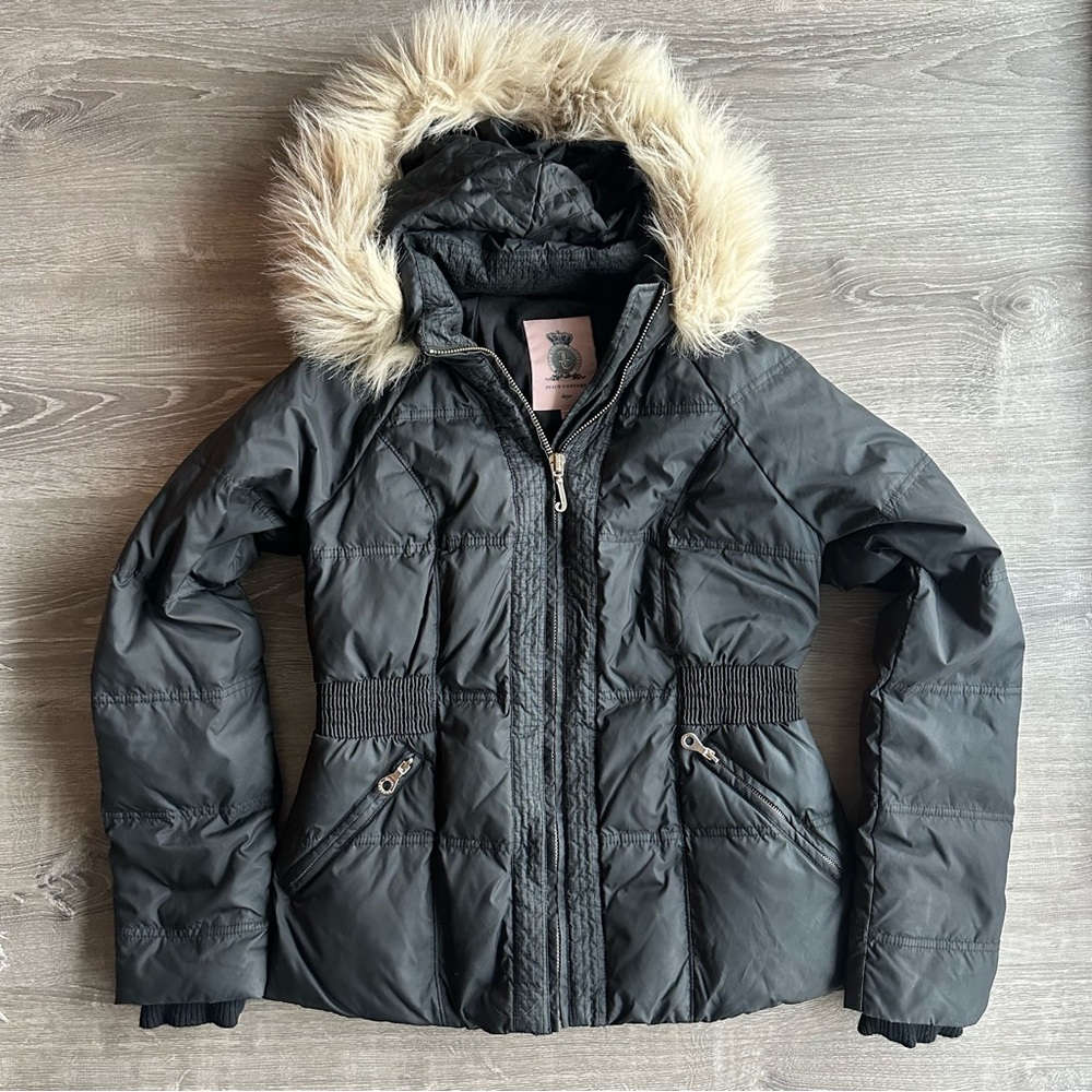 Juicy Couture, y2k style, black puffer down coat, size L